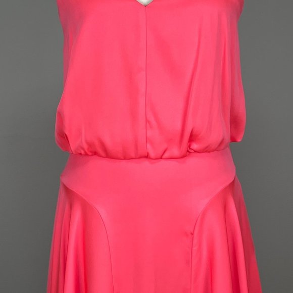 Milly Womens Stretch Silk Crepe Mini Tank Dress Pink Coral Sleeveless size 2 - Picture 3 of 14